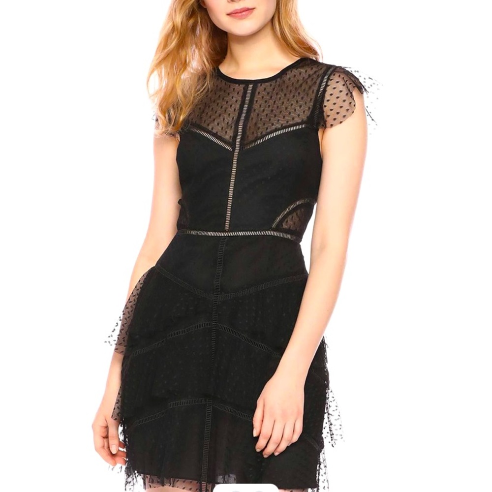 BCBGMAXAZRIA Point D'esprit Mini Cocktail Dress